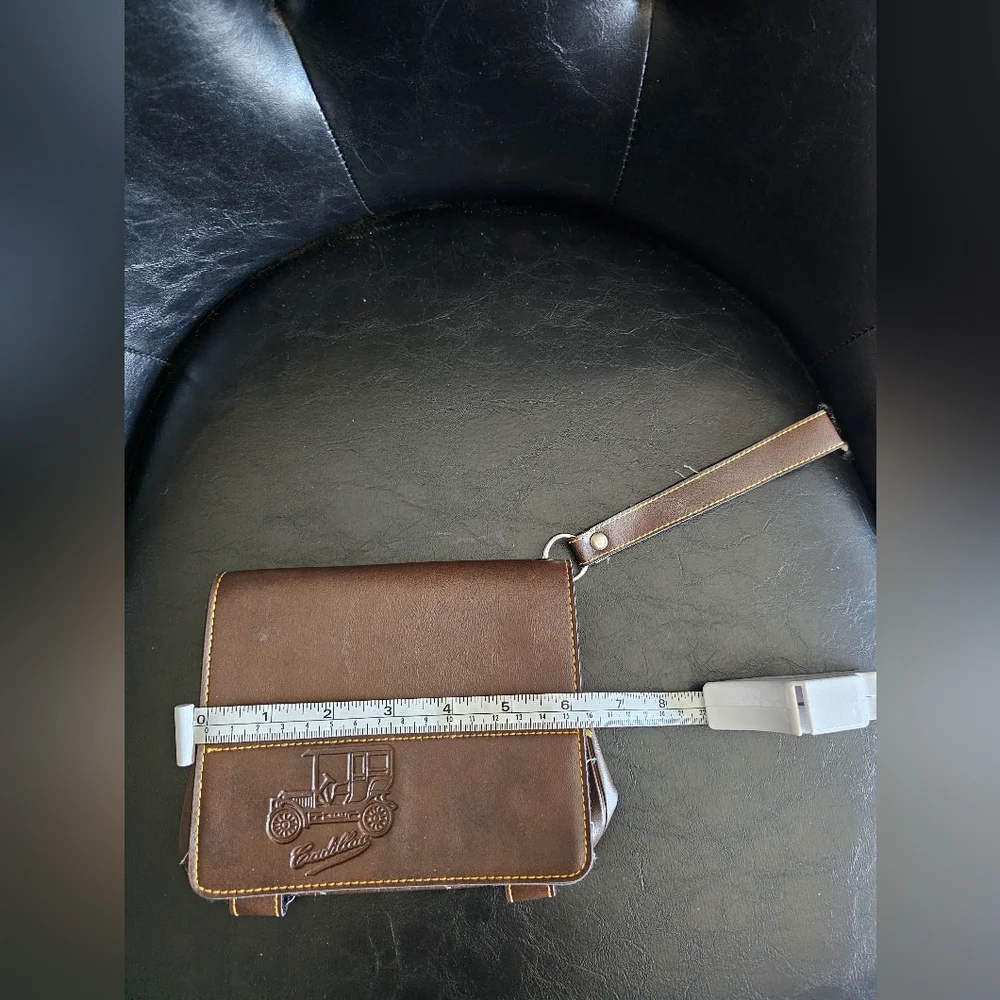Vintage Cadillac Embossed Brown Leather Men's Bag